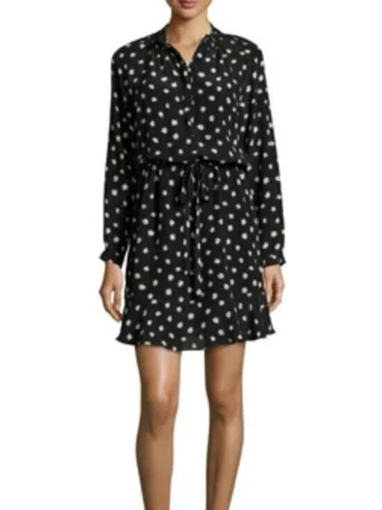 Rebecca Taylor Dresses & Skirts - Rebecca Taylor Dandelion-Print Silk Shirtdress, Black Size 12